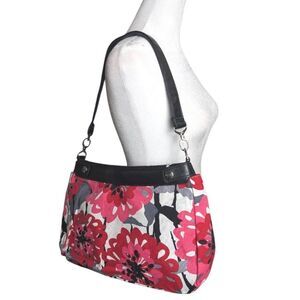 Thirty One Bold Floral Black Pink & Red Women's Suite Skirt Hobo Bag Purse